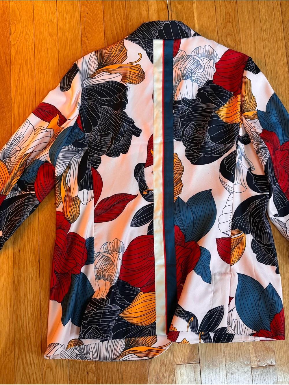 Anatomie Pink Floral Print Blazer with Red & Orange Accents - Picture 3 of 4